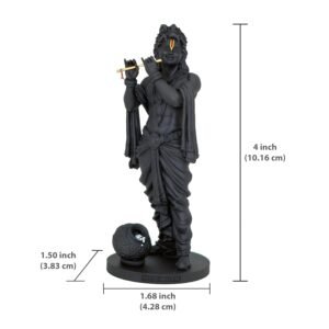 Krishna Murti, 10.16 cm Height, Black, 3D Printed, UV Resin, Car Dashboard Idol of Lord Shri Gopal